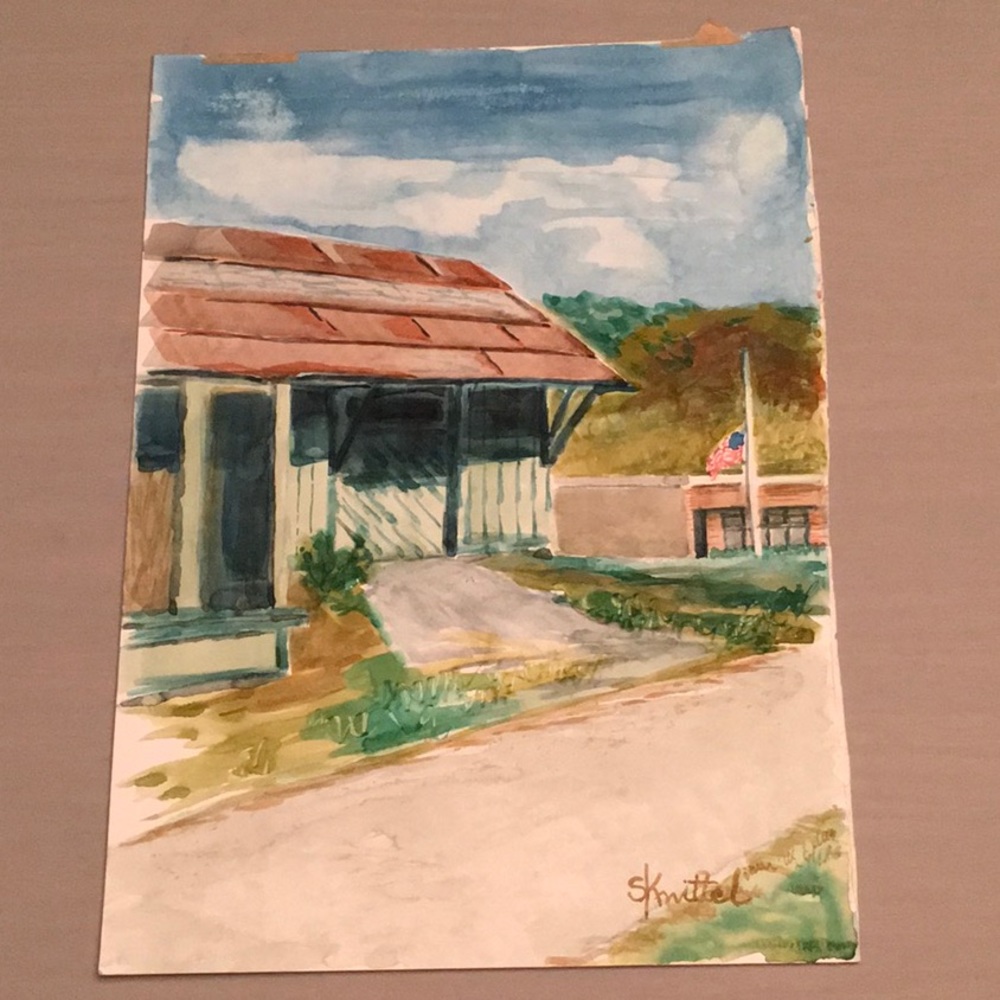 “Rural America” Watercolor painting, signed.